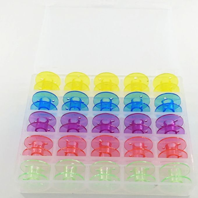 25Pcs Spools Bobbins With Case Plastic Empty Accessories For Sewing