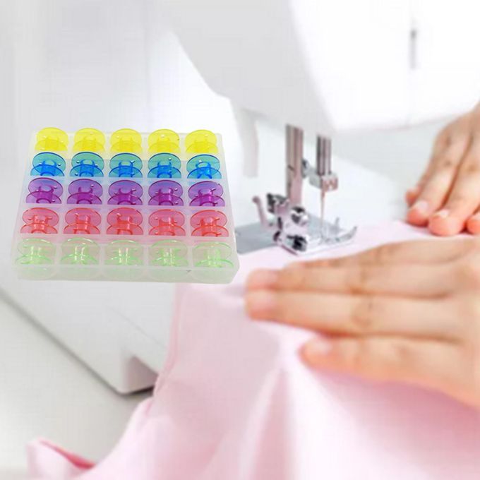 25Pcs Spools Bobbins With Case Plastic Empty Accessories For Sewing