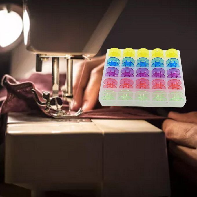 25Pcs Spools Bobbins With Case Plastic Empty Accessories For Sewing
