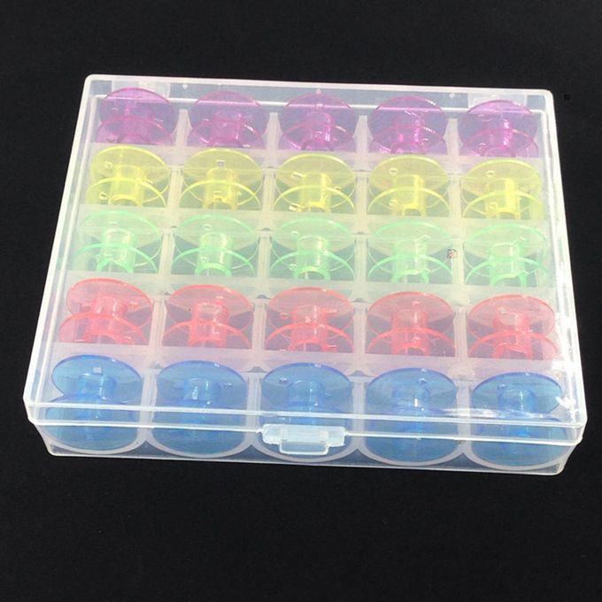 25Pcs Spools Bobbins With Case Plastic Empty Accessories For Sewing