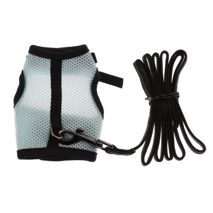 Rabbit Ferret Breathable Mesh Vest Harness Leash Lead Walking Blue S