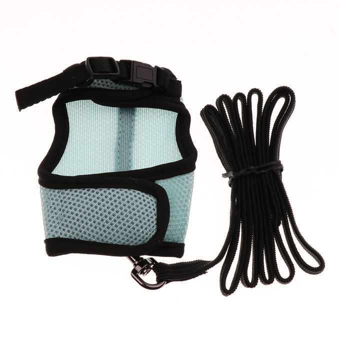 Rabbit Ferret Breathable Mesh Vest Harness Leash Lead Walking Blue S