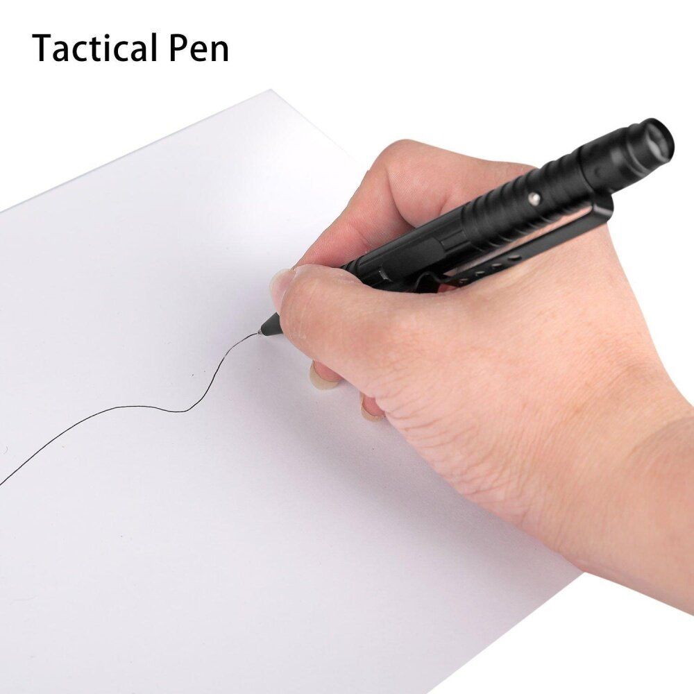 LED Flash Light Pen Glass Breaker Kubaton Hiking Combats