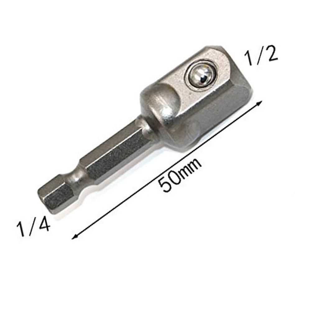 3pcs Chrome Vanadium Steel Socket Adapter Wrench Hex Shank to 1/4" 3/8" 1/2" Extension Drill Bits Bar Hex Bit Set Power Tools