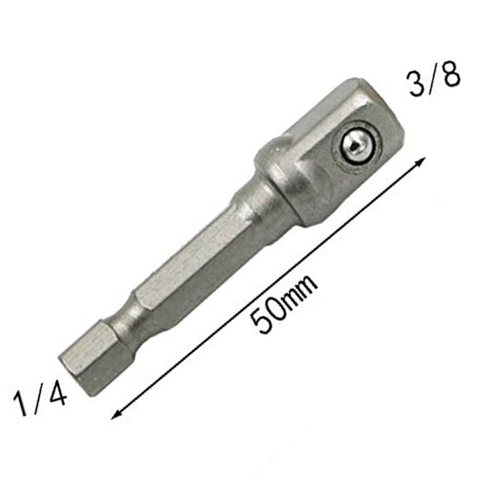 3pcs Chrome Vanadium Steel Socket Adapter Wrench Hex Shank to 1/4" 3/8" 1/2" Extension Drill Bits Bar Hex Bit Set Power Tools
