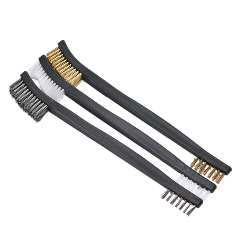 3pcs Wire Brush Set Steel Metal Brass Double-end P