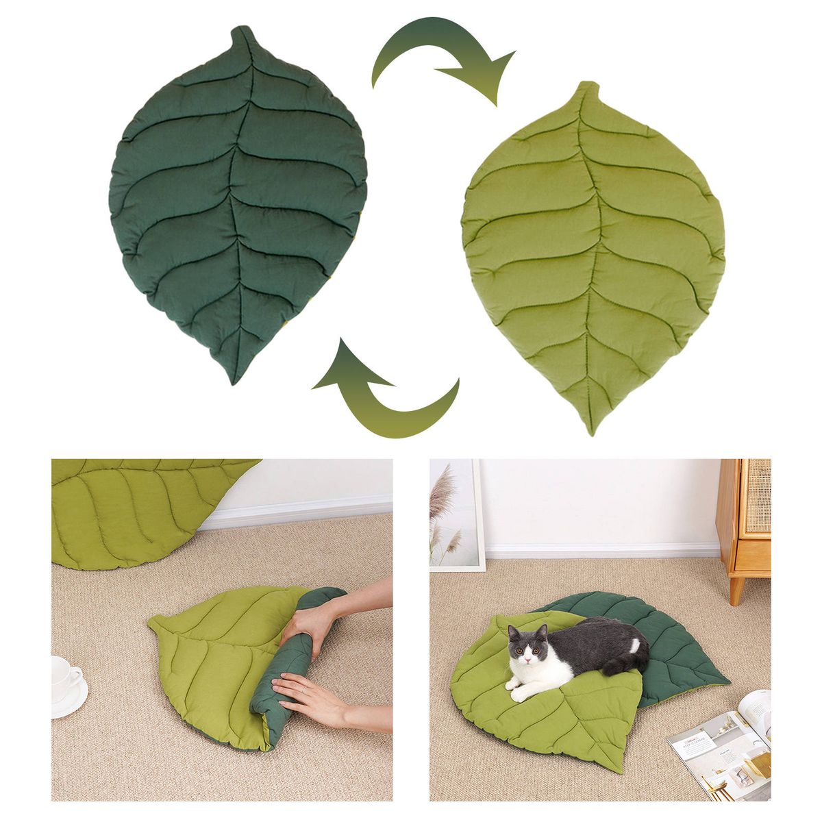 Dog Sleeping Mat Soft Cage Pad Warm For Puppy Kitten Sofa Gingko Leaf