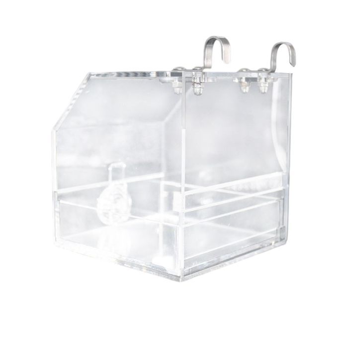 Hanging Transparent Bird Cage Feeder Acrylic Tray Feeding Bowl Feeding