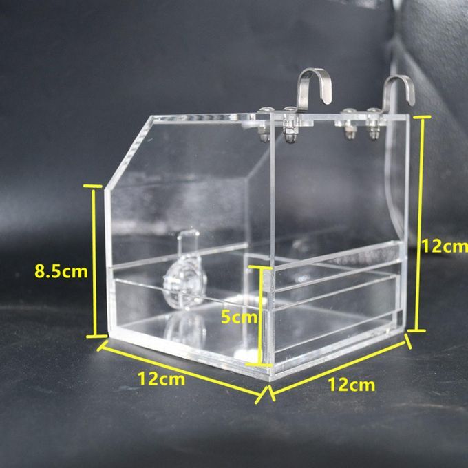 Hanging Transparent Bird Cage Feeder Acrylic Tray Feeding Bowl Feeding