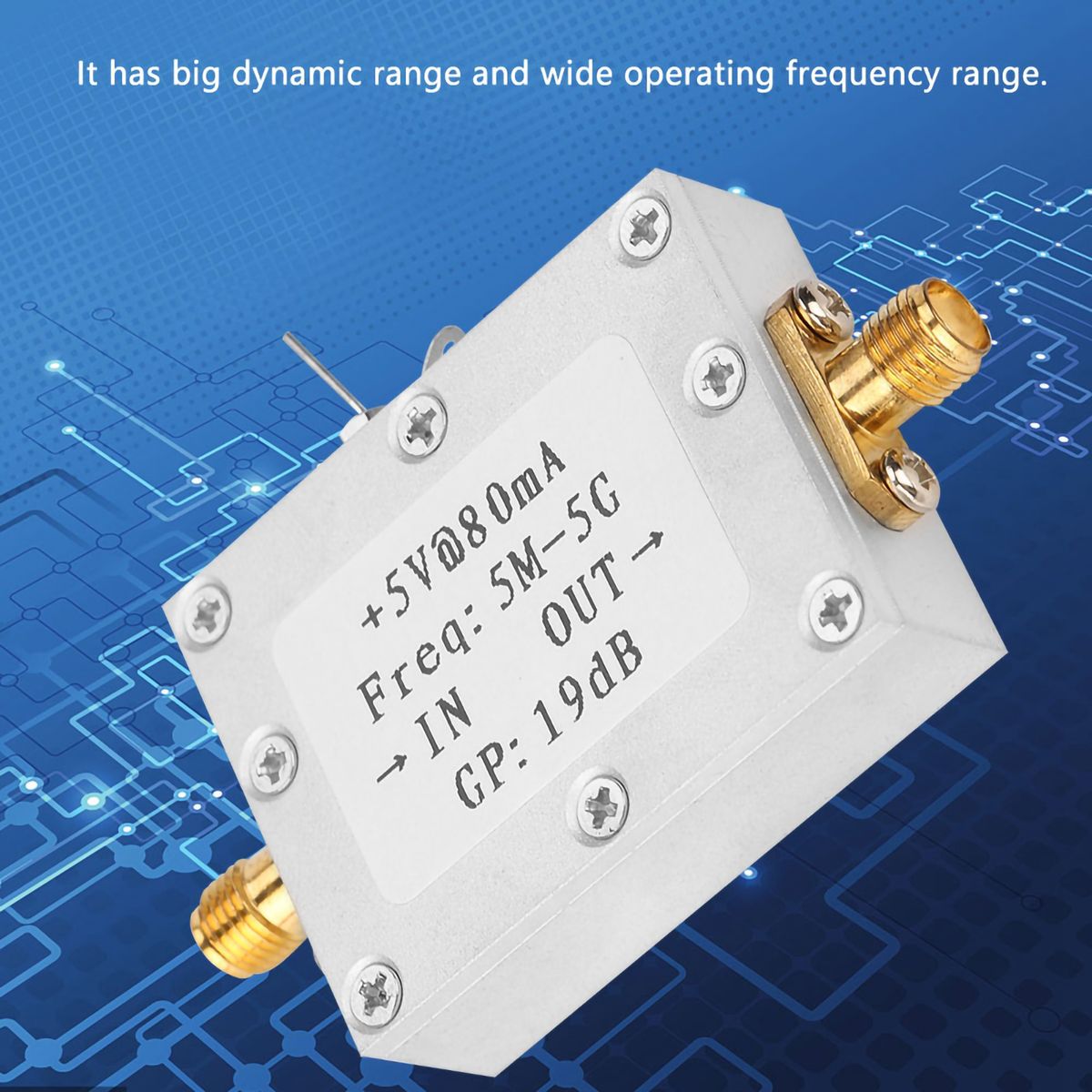 5M-5GHz Wideband  RF Signal Amplifier Gain 19dB@2G