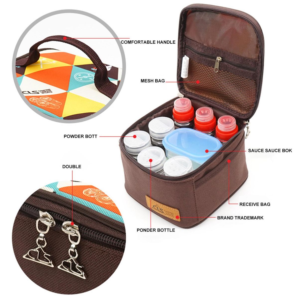 1 Set Spice Jar Storage Bag Picnic Seasoning Storage Bag Coffee