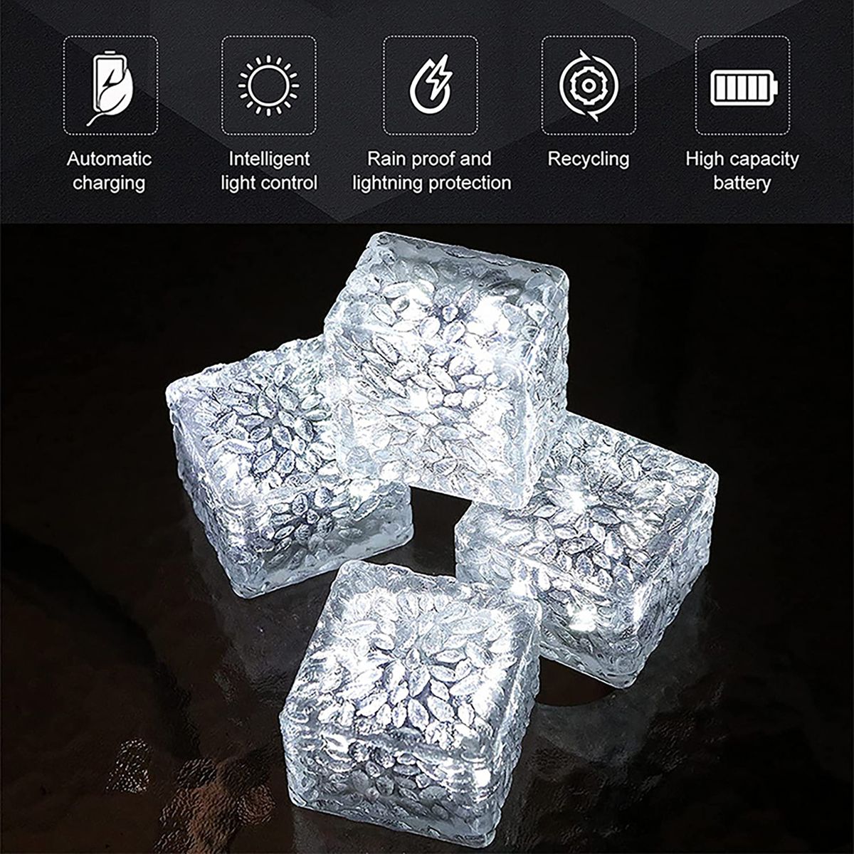 Landscape Lamp LED Solar Brick Landscape Lamp White