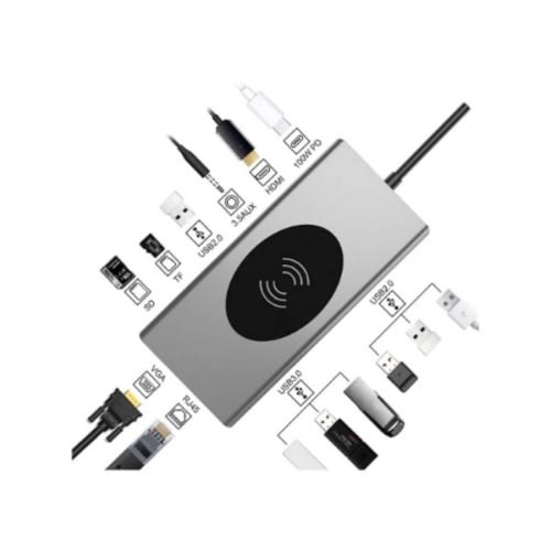 15-in 1 Multifunctional Usb C Hub With Wireless Charger