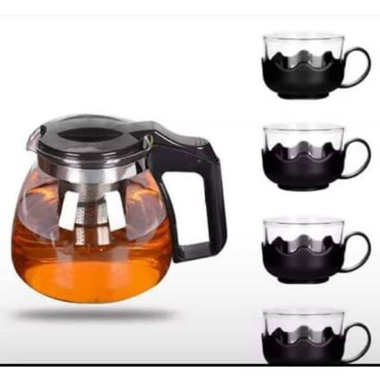 Glass Teapot With 4 Cups