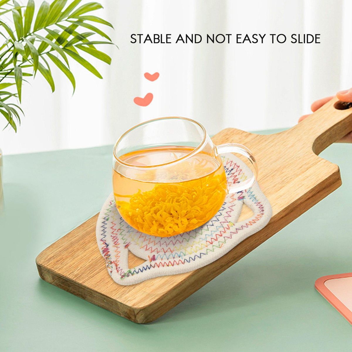 4 Pcs Potholders Trivets Set,Cotton Thread Weave Cat Shape