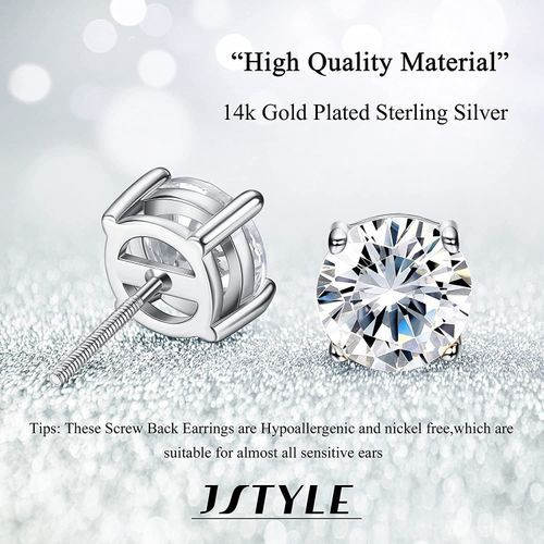 Jstyle 3Pairs 18K White Gold Plated Brilliant Simulated