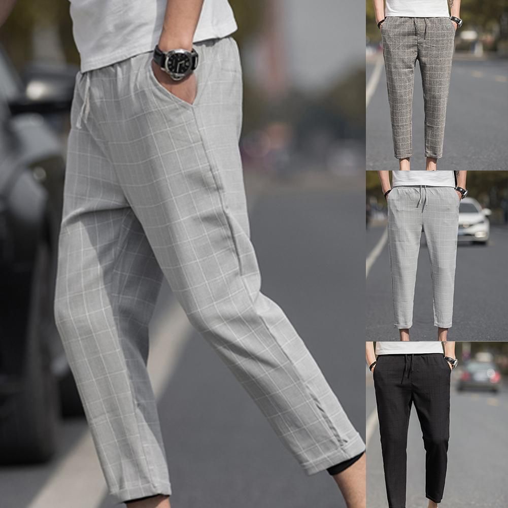 Big Size Pants for Mens Pencil Pants with Pocket and Cord Elastic Waist Informal Bombaches