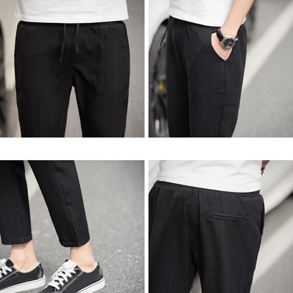 Big Size Pants for Mens Pencil Pants with Pocket and Cord Elastic Waist Informal Bombaches