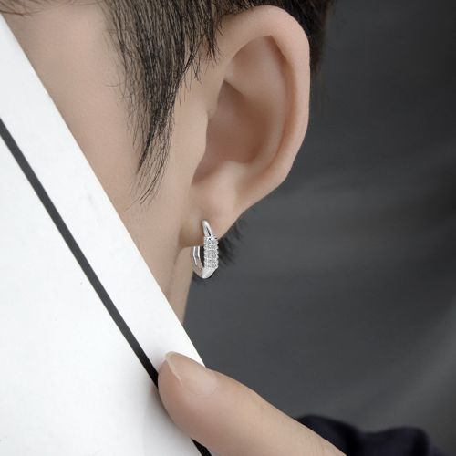 Men's Light Luxury Boys Earrings Simple Versatile Geometric Polygon Ear Hoop
