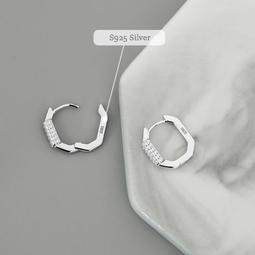 Men's Light Luxury Boys Earrings Simple Versatile Geometric Polygon Ear Hoop