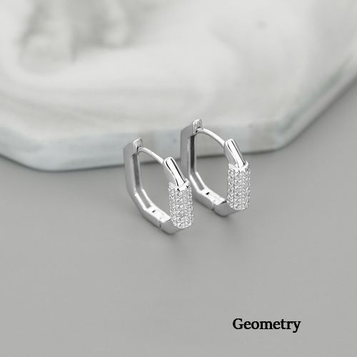 Men's Light Luxury Boys Earrings Simple Versatile Geometric Polygon Ear Hoop