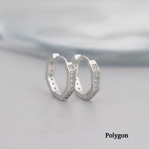 Men's Light Luxury Boys Earrings Simple Versatile Geometric Polygon Ear Hoop