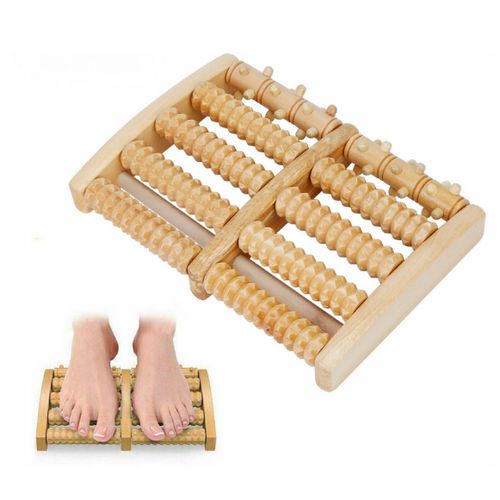 Wood Reflexology Dual Foot Massager Roller Pain Relief