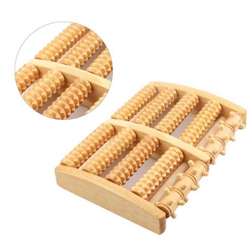 Wood Reflexology Dual Foot Massager Roller Pain Relief