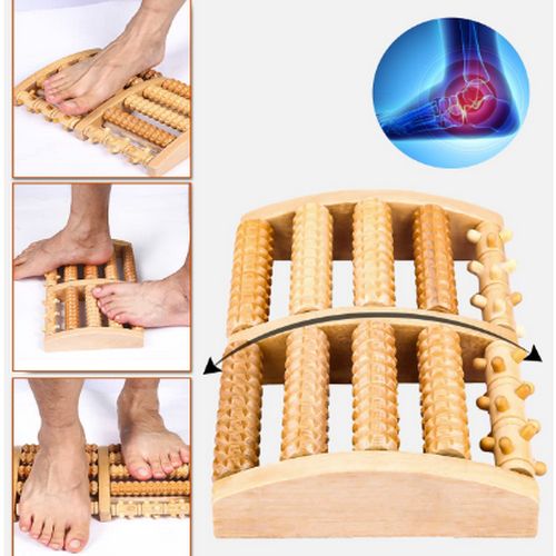 Wood Reflexology Dual Foot Massager Roller Pain Relief
