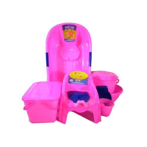 Baby Bath Set - 7pcs -Pink/Dark Blue