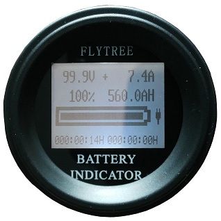 100V50A Round Coulombmeter Coulometer Lithium Ion  LiFePO4