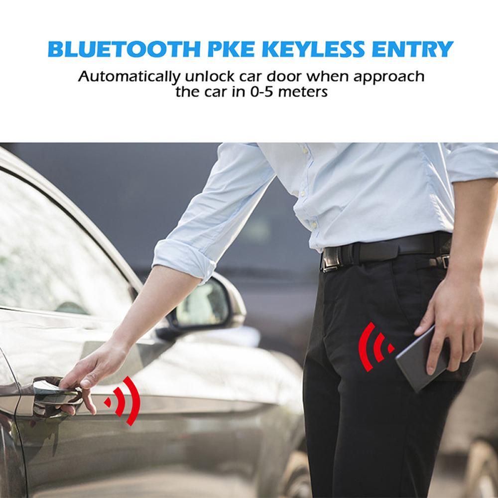 Car Anti-Theft Alarm Remote Starter System PKE Keyless Entry BT Remote Engine Starter Central Lock Kit 2-Way Vibration Alarm Support APP Control with 2 Remote Controller