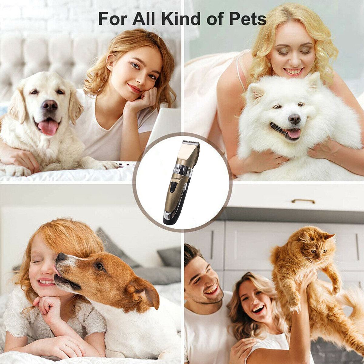 Professional USB Rechargeable Dog Grooming Clippers Cordless Pet Clippers Hair Trimmer With Li-ion Low Noise Electric Dog Hair Machine Kit With 3/6/9/12mm Comb Guide Pet Grooming Kits