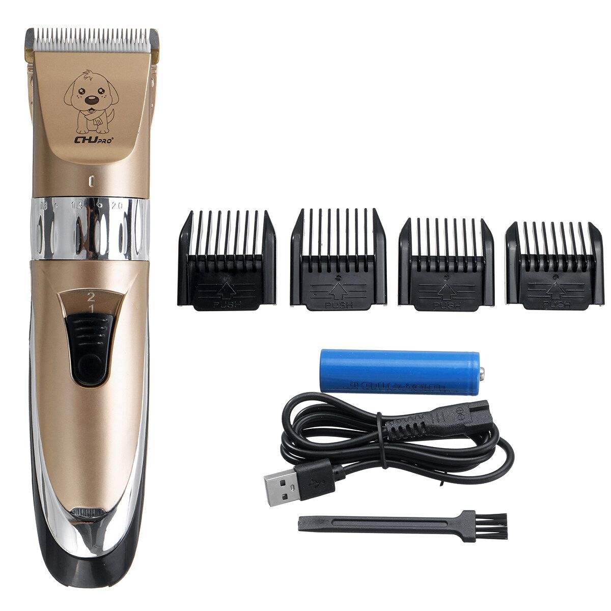 Professional USB Rechargeable Dog Grooming Clippers Cordless Pet Clippers Hair Trimmer With Li-ion Low Noise Electric Dog Hair Machine Kit With 3/6/9/12mm Comb Guide Pet Grooming Kits