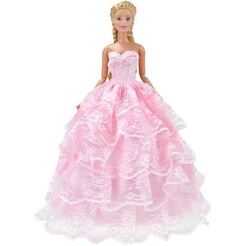 Poplikdfr Romantic Pink Five Layers Princess Dress Wedding Dress Simulate Skirt Dress For 29CM Barbie Doll