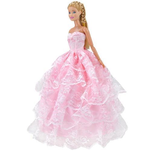 Poplikdfr Romantic Pink Five Layers Princess Dress Wedding Dress Simulate Skirt Dress For 29CM Barbie Doll