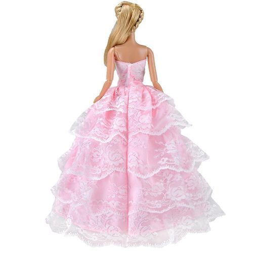 Poplikdfr Romantic Pink Five Layers Princess Dress Wedding Dress Simulate Skirt Dress For 29CM Barbie Doll