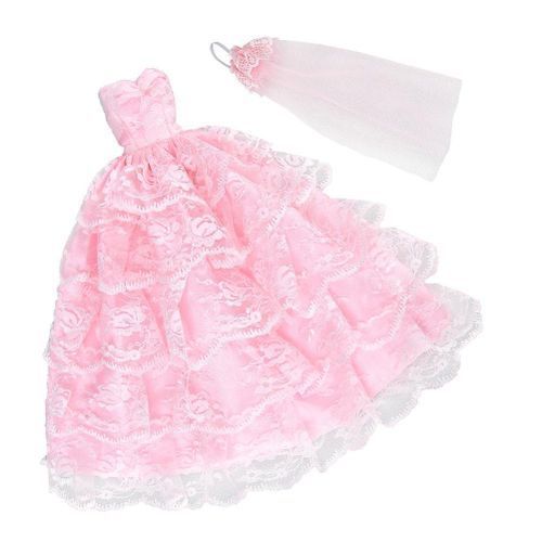 Poplikdfr Romantic Pink Five Layers Princess Dress Wedding Dress Simulate Skirt Dress For 29CM Barbie Doll