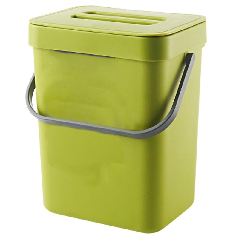 Trash Can with Lid Under Sink Green Trash Can Plastic Waste Basket Hanging Waste Bin for Bathroom/Office,Waste Compost Bin for Kitchen Small Garbage Can for Bedroom 0.8 Gallon