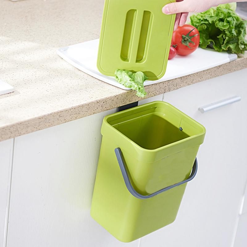 Trash Can with Lid Under Sink Green Trash Can Plastic Waste Basket Hanging Waste Bin for Bathroom/Office,Waste Compost Bin for Kitchen Small Garbage Can for Bedroom 0.8 Gallon