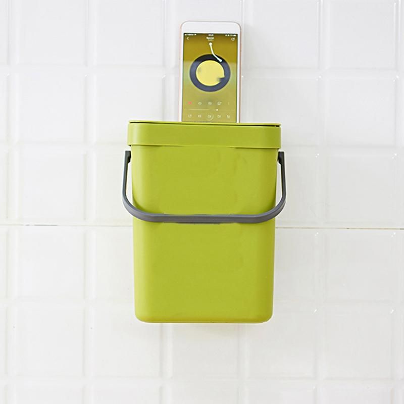 Trash Can with Lid Under Sink Green Trash Can Plastic Waste Basket Hanging Waste Bin for Bathroom/Office,Waste Compost Bin for Kitchen Small Garbage Can for Bedroom 0.8 Gallon