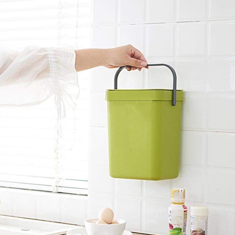 Trash Can with Lid Under Sink Green Trash Can Plastic Waste Basket Hanging Waste Bin for Bathroom/Office,Waste Compost Bin for Kitchen Small Garbage Can for Bedroom 0.8 Gallon