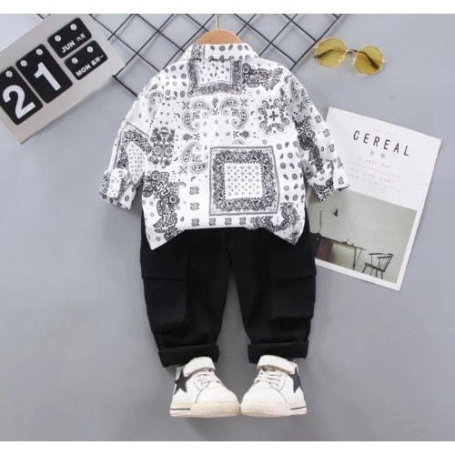 Boy's Button Down Shirt And Trouser Set - 2 Pieces