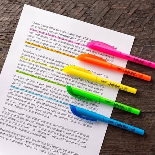 Brite Liner Highlighter Chisel Tip Assorted Colours - 5 Count