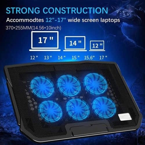 Laptop Cooler Pad Rgb Gaming Cooler For 15.6-17.3 Inch Laptop With 6 Quiet Fans