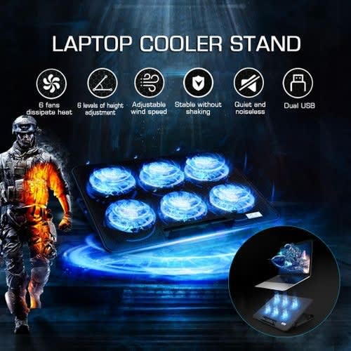 Laptop Cooler Pad Rgb Gaming Cooler For 15.6-17.3 Inch Laptop With 6 Quiet Fans