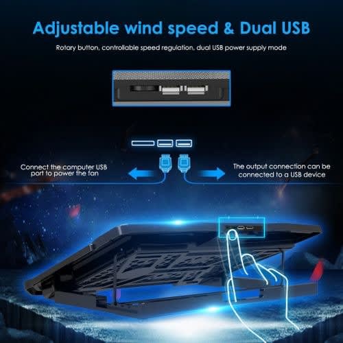 Laptop Cooler Pad Rgb Gaming Cooler For 15.6-17.3 Inch Laptop With 6 Quiet Fans