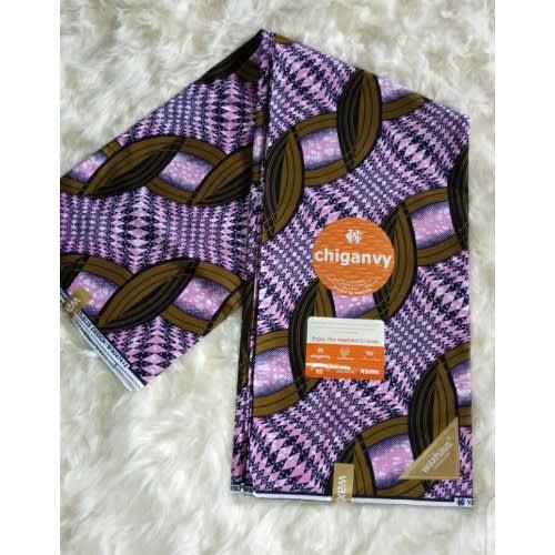 High Quality Chiganvy Ankara -Lilac Purple and Brown- 6 Yards