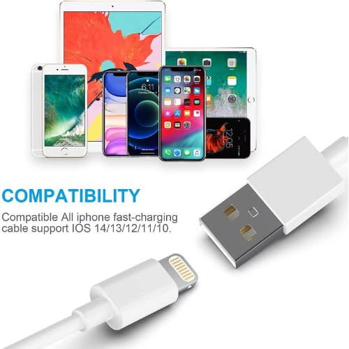 1m/3f Fast Charging Cable For iPhone 11/11pro/11max/ X/xs/xr/xs Max/8/7/6/5s/se - 1 Piece