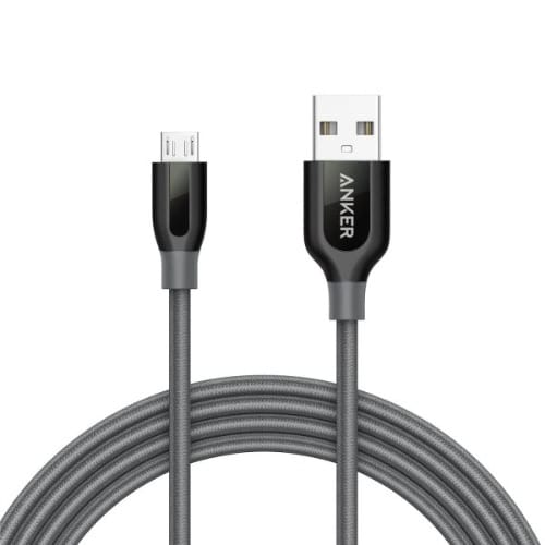 Powerline + Micro USB Double Braided Nylon - 10Ft - Gray